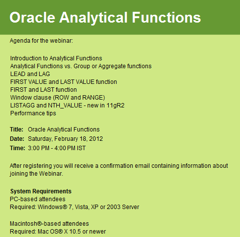 Oracle Analytical Function by Vijay Mahawar
